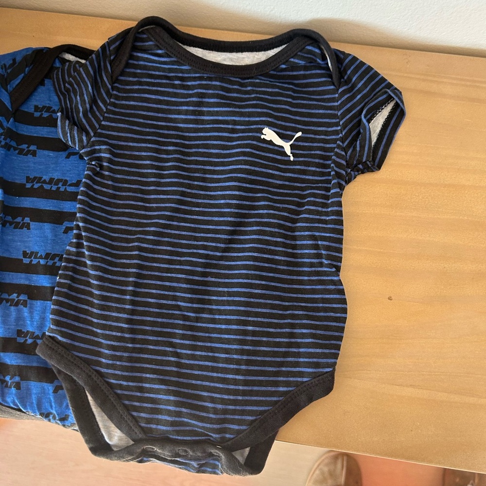 Bundle of 7 Puma 0-3 Months Blue & Gray Baby Onesie Bodysuit Set - Picture 7 of 9